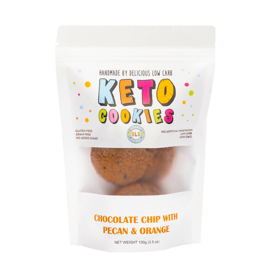 Keto Cookies - CHOCOLATE CHIP with PECAN & ORANGE (10 cookies in each pouch)